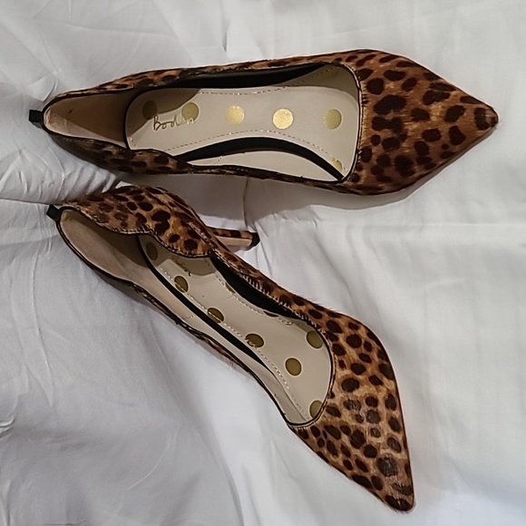 BODEN Leopard Print Pumps Court Wave Calf Hair Leather Pointed Toe 38. Us 7 - Picture 1 of 7